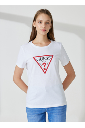 Guess Bisiklet Yaka Beyaz Kadın T-Shirt W1YI1BI3Z14G011