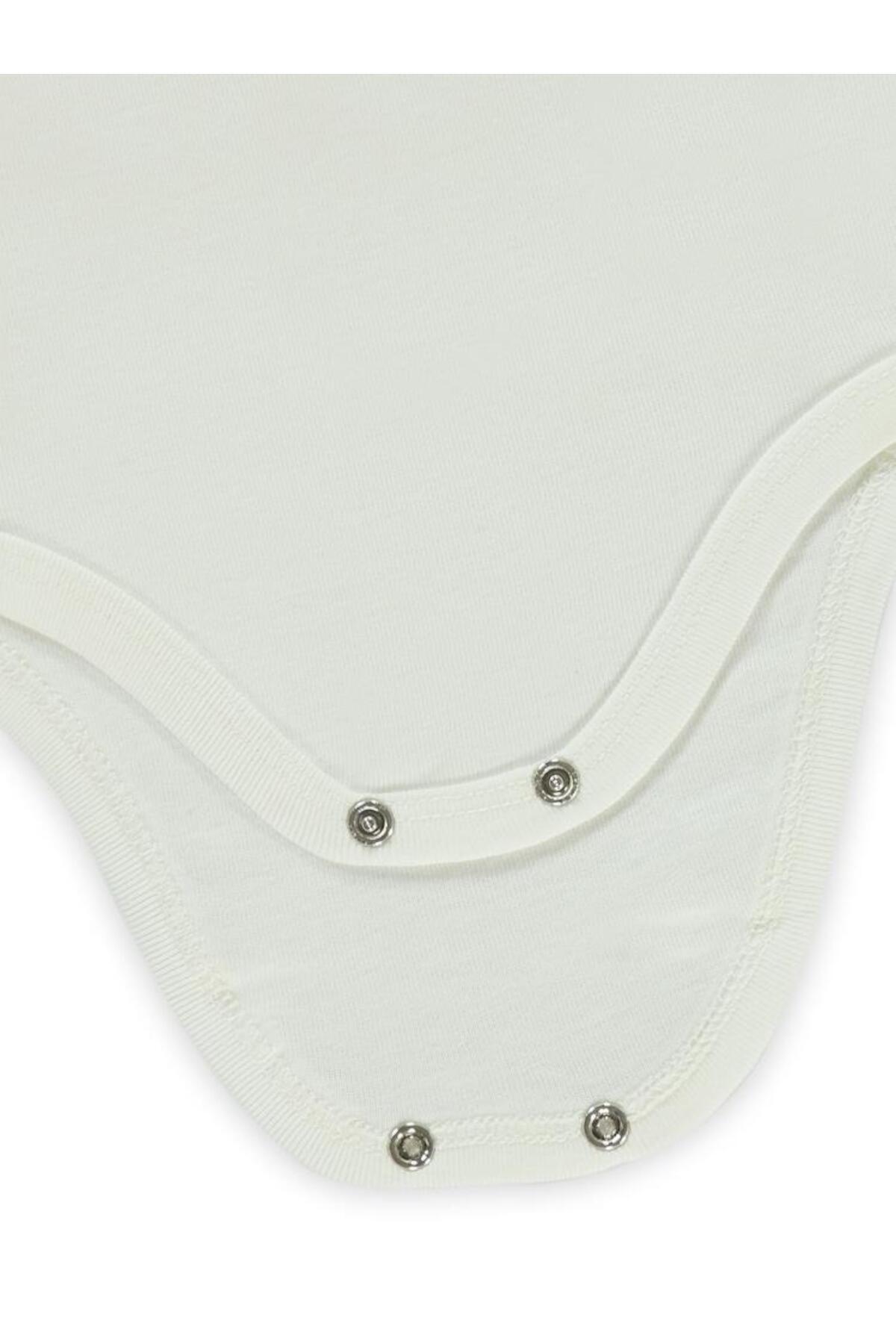 Civil Baby Düz Uzun Kol 3-9 Ay Çıtçıtlı Badi - Beyaz 3-6 Ay