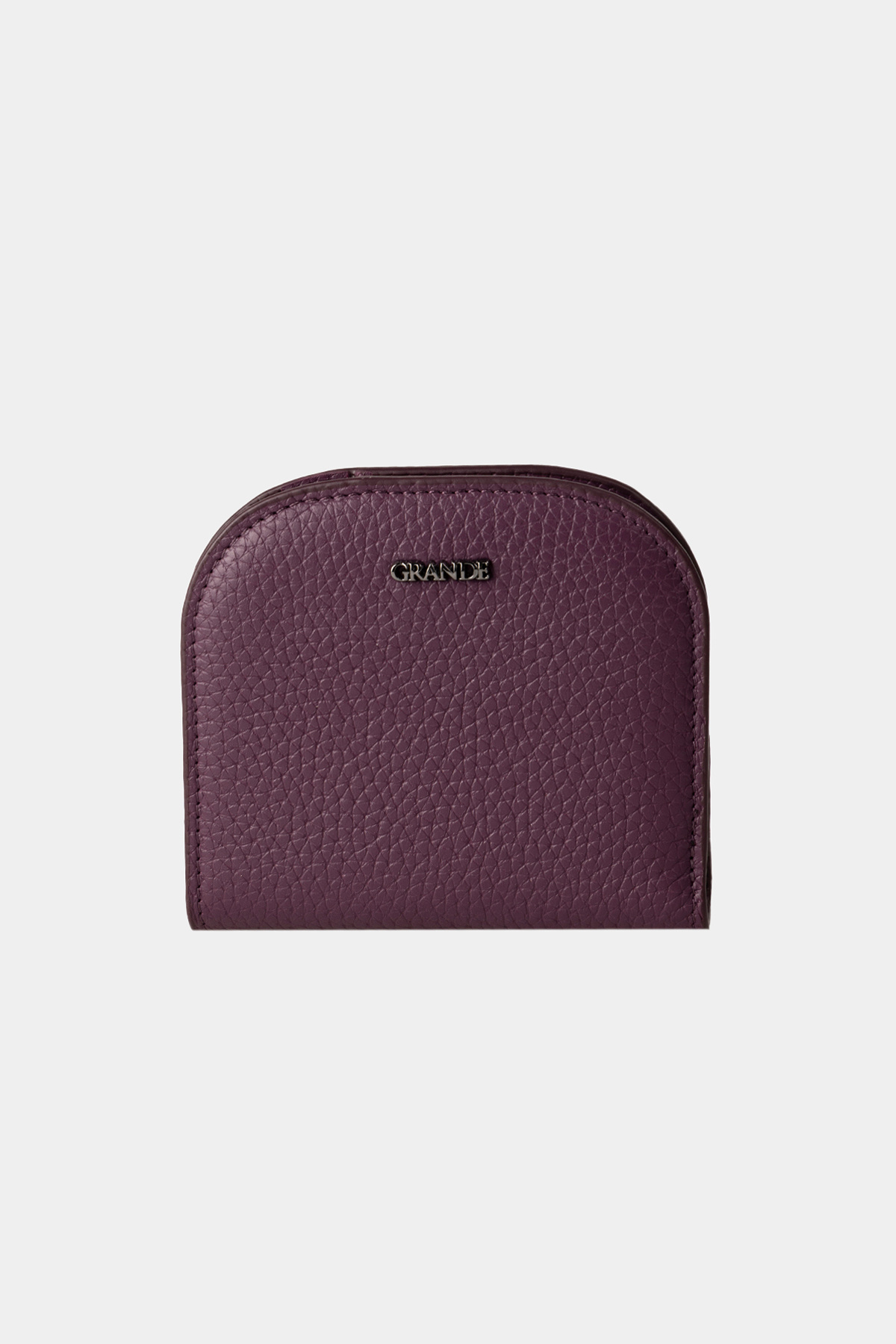 Grande 2817 Hakiki Deri Oval Tasarım Minimal Cüzdan Flother Mürdüm görsel 4