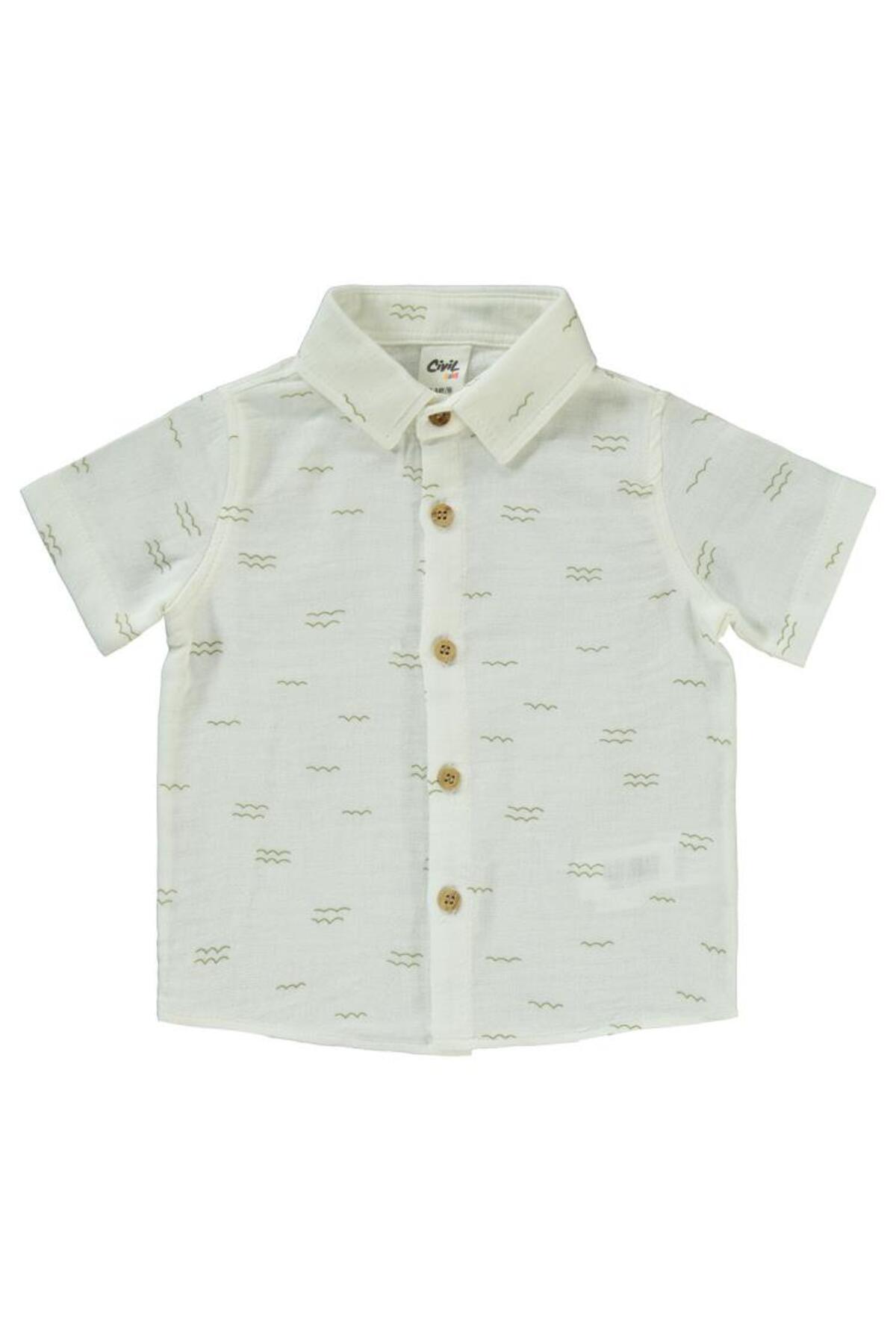 سیویل بیبی ست لباس خواب موج‌دار ۶ تا ۱۸ ماه - لباس خواب اکرو ۱۲ تا ۱۸ ماه