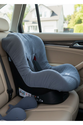 Joyous Mom Kids 4 Katlı Müslin Bebek Oto Koltuk Kılıfı Lastikli %100 Pamuk Or...