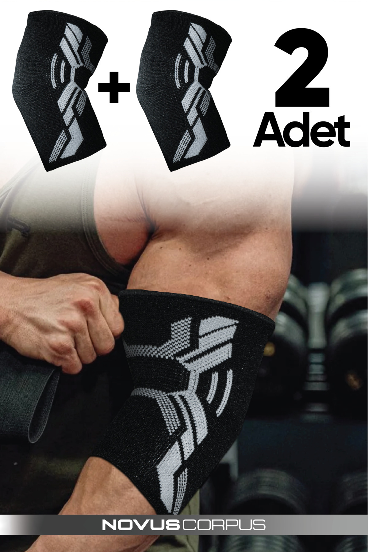 NOVUS CORPUS NO CO 2'li Fitness Spor Dirseklik Unisex Elbow Sleeve Spor Antrenman Destek Koşu Gym Ortopedik Dirseklik