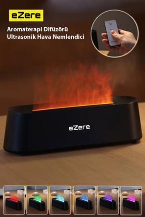 EZERE A3 Ev ve Ofis için Alev Difüzörü ve Ultrasonik Hava Nemlendici SİYAH