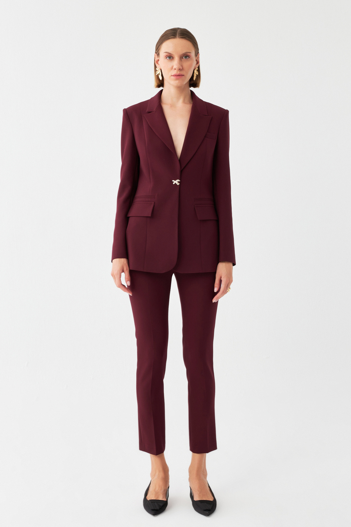 NAGRADA Özel Düğme Detaylı Bordo Blazer Takım