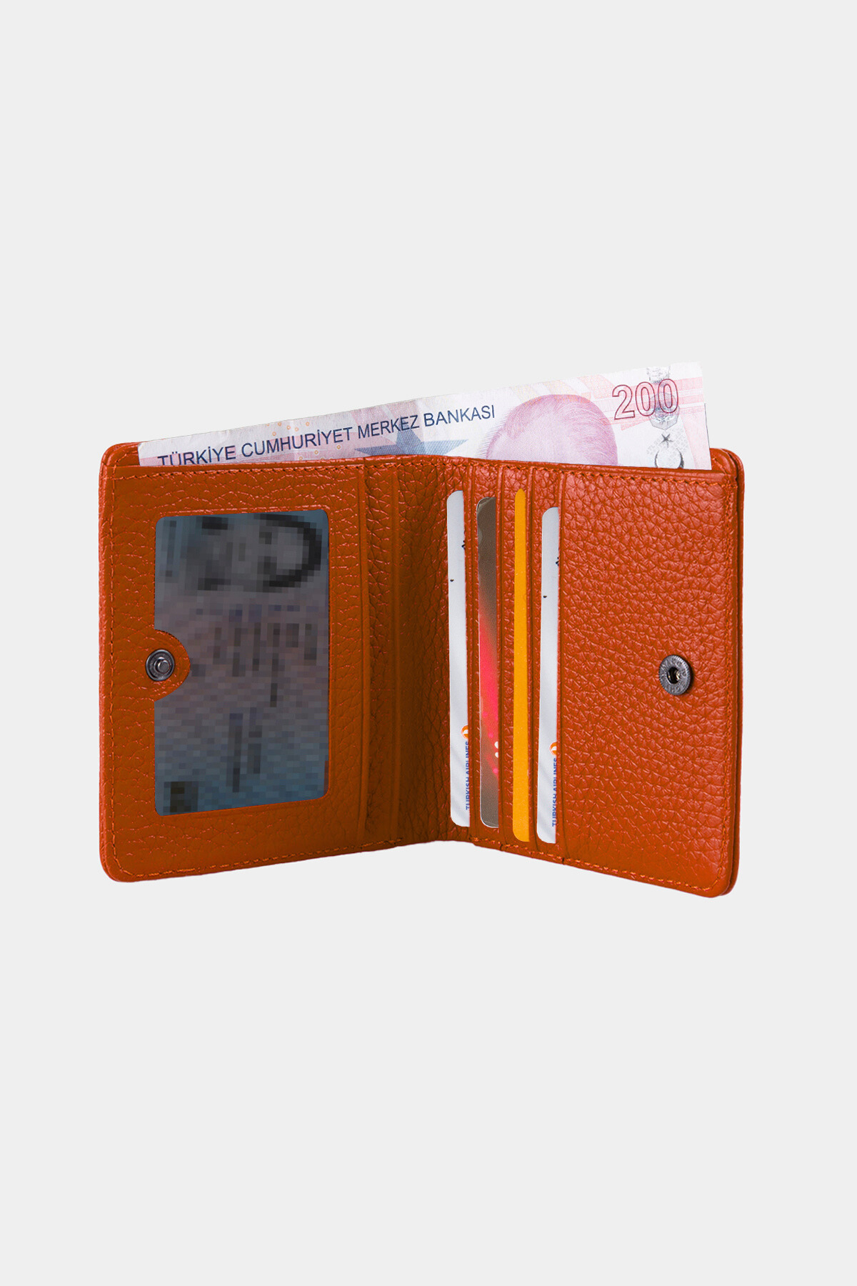 Grande 2833 Hakiki Deri Elegance Mini Kadın Cüzdanı Turuncu görsel 7