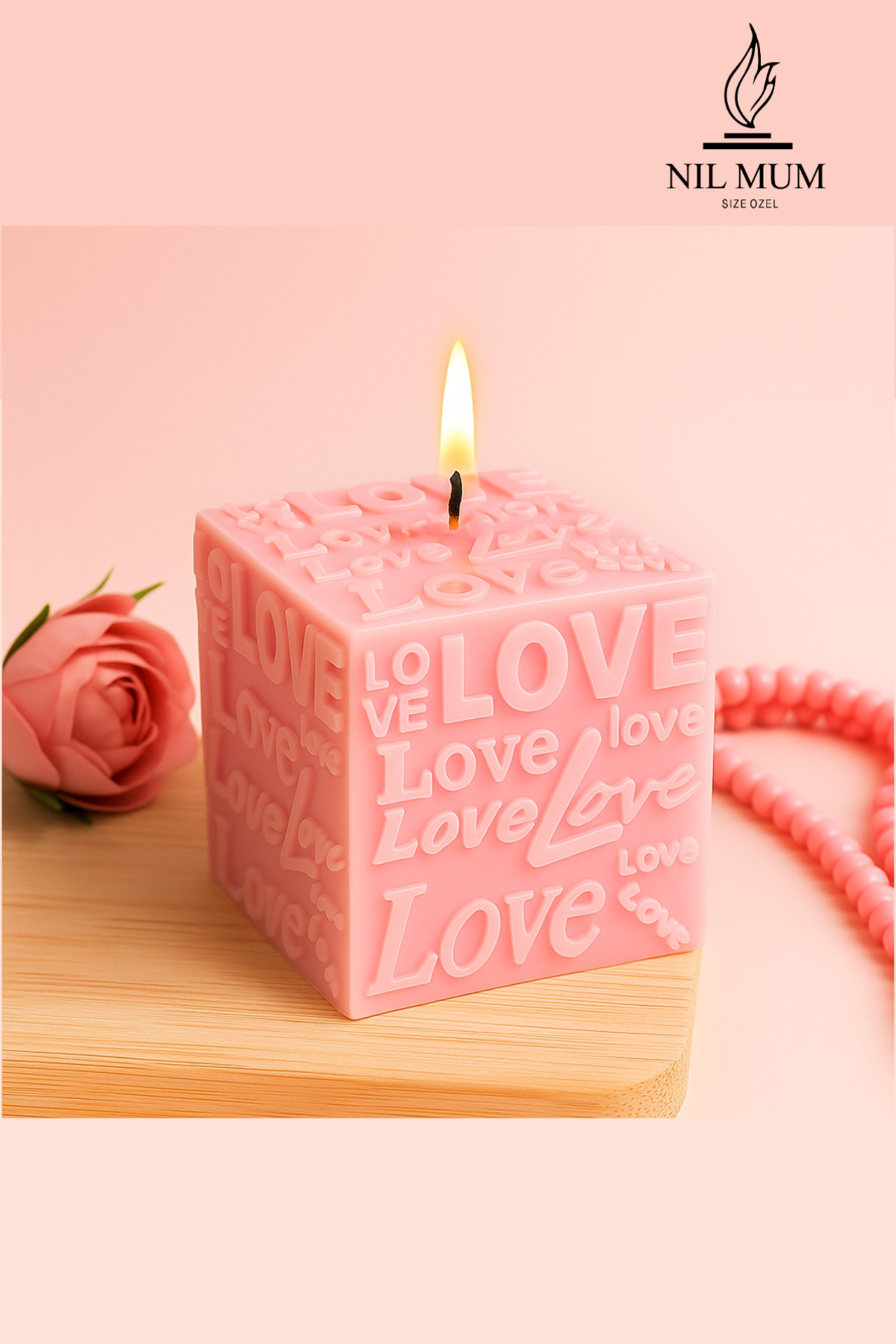 Love Embossed Cubic Love Candle