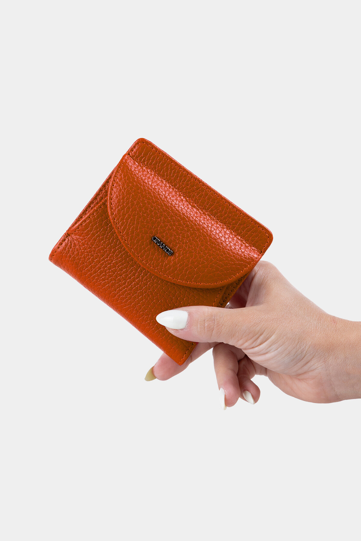 Grande 2833 Hakiki Deri Elegance Mini Kadın Cüzdanı Turuncu görsel 3