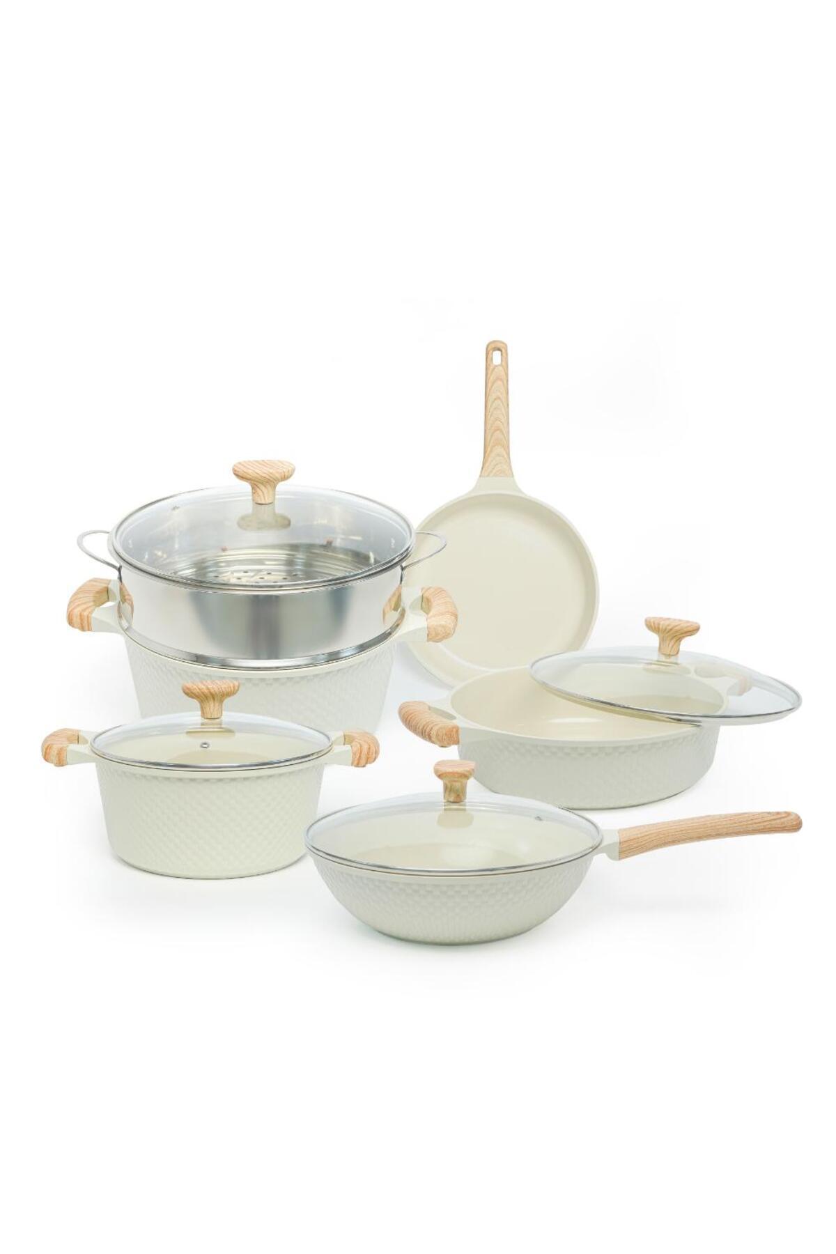 VAV GET Healthy & Safe Ceramic Nonstick 10-pcs Cookware Set, Non-toxic, Induction Ready Set.