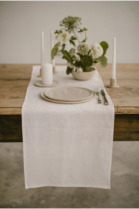 tab-linnn Tera Naturel Ham Keten Runner-rustik,el Dikişi 40 X 150 Cm