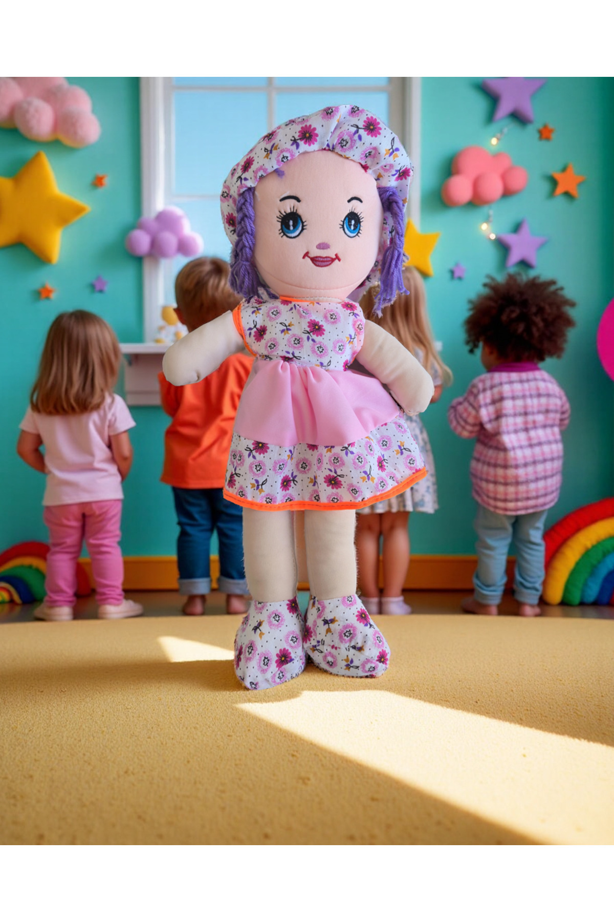 ÇEŞİT SEPETİM Kız Oyuncak Bebek Elbiseli Oyuncak Bez Bebek 50 Cm Bez Bebek Özel Yapım Premiuom Bebek fotoğrafı 3 (önizleme)