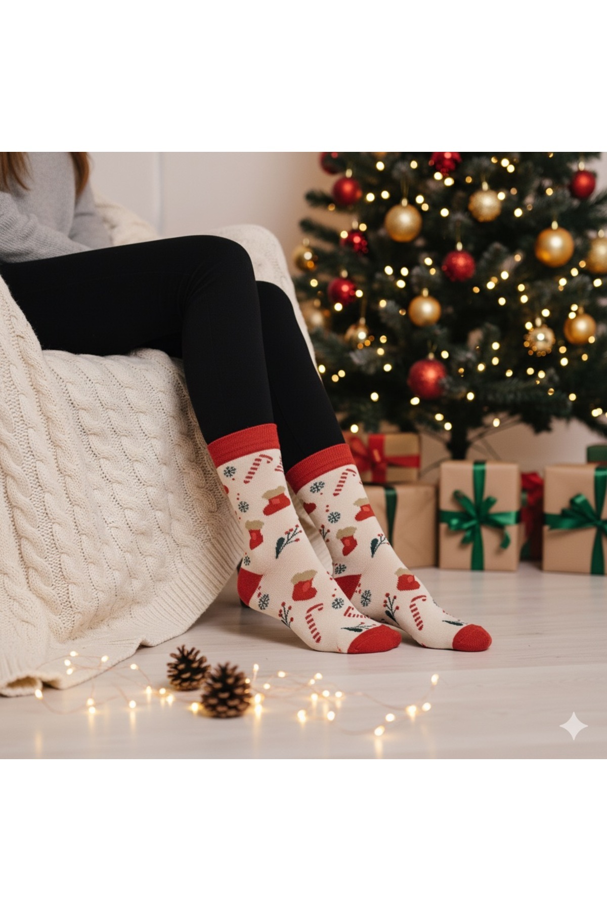 Çorap Kurdu Новорічний набір шкарпеток з різдвяним візерунком - 5 пар в коробці