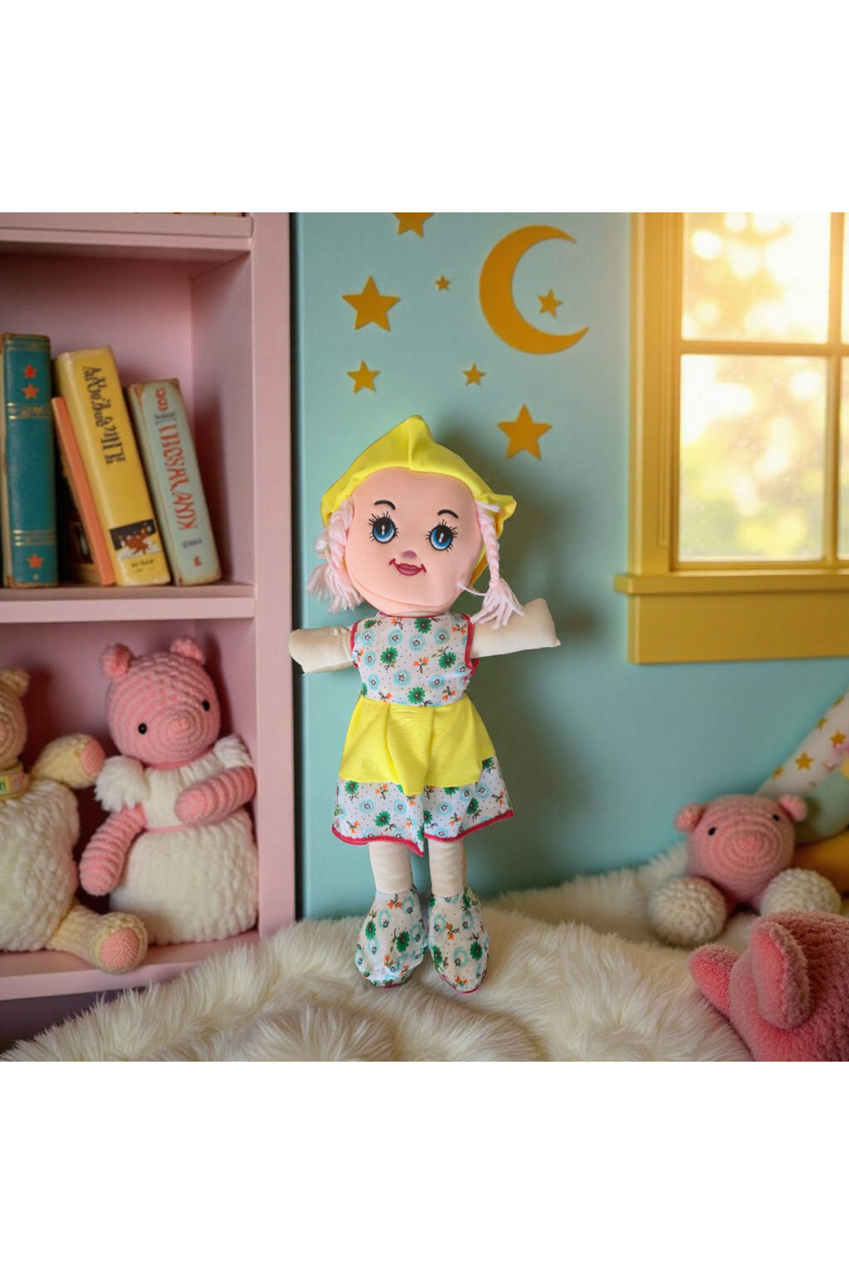 ÇEŞİT SEPETİM Kız Oyuncak Bebek Elbiseli Oyuncak Bez Bebek 50 Cm Bez Bebek Özel Yapım Premiuom Bebek fotoğrafı 5 (önizleme)