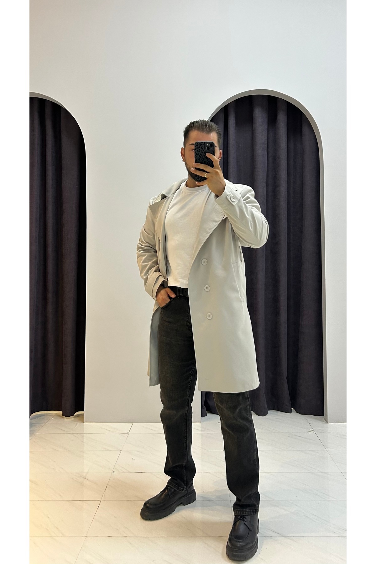 MERVENS Beli Kemerli Trençkot görsel 3