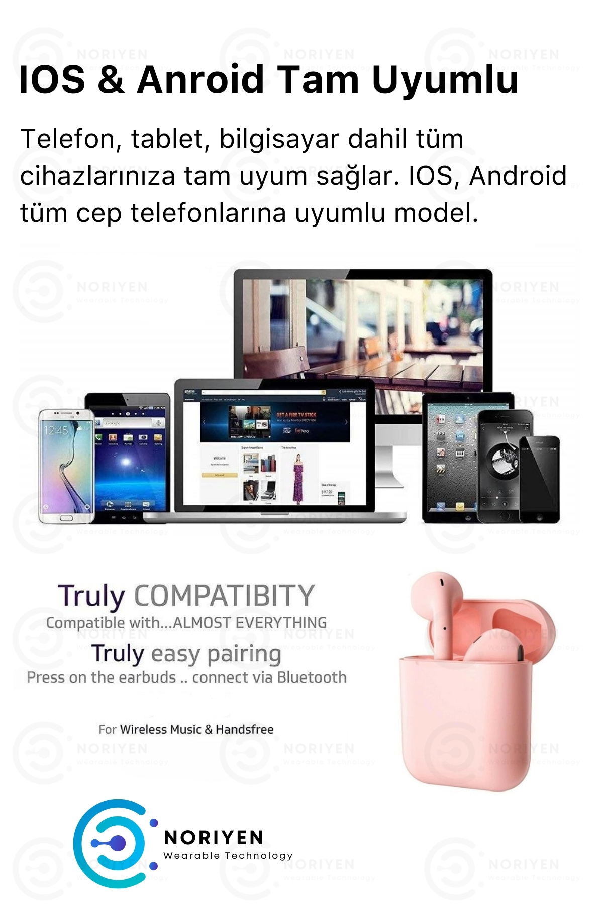 Premium Serisi White 2 Model IOS Android Uyumlu Aktif Gürültü Engelleme Kablosuz Bluetooth Kulaklık