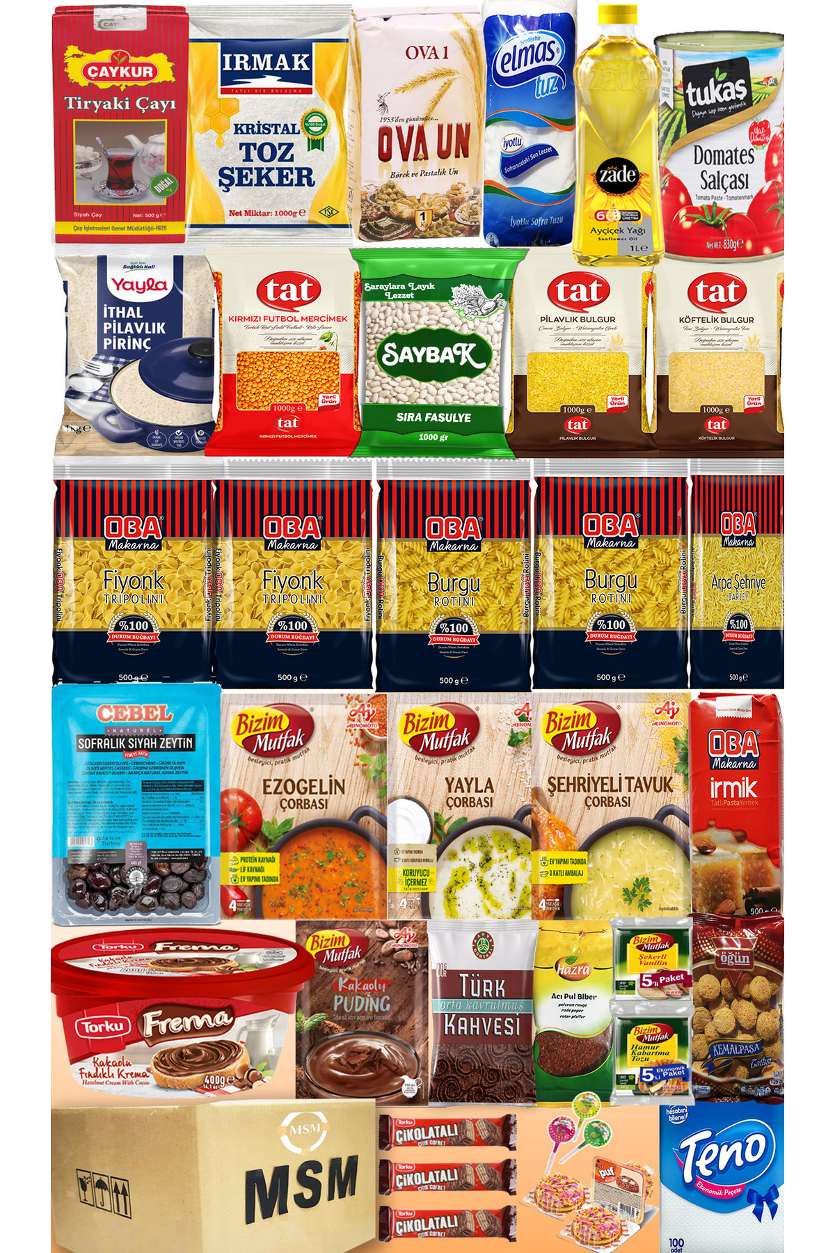 MSM Ramazan Paketi Erzak Kolisi Kumanya Paketi Gıda Paketi 38 Parça No 19 Çocuklar Için Çikolata Setli