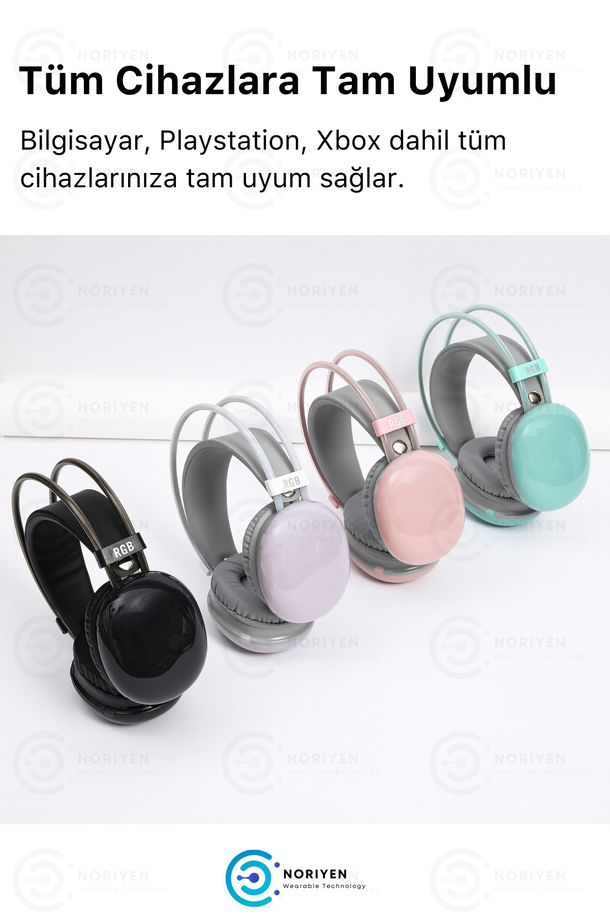 PG 580 Premium Seri Mikrofonlu RGB LED Işıklı Bluetooth Kablosuz Kafa Üstü Kulaklık