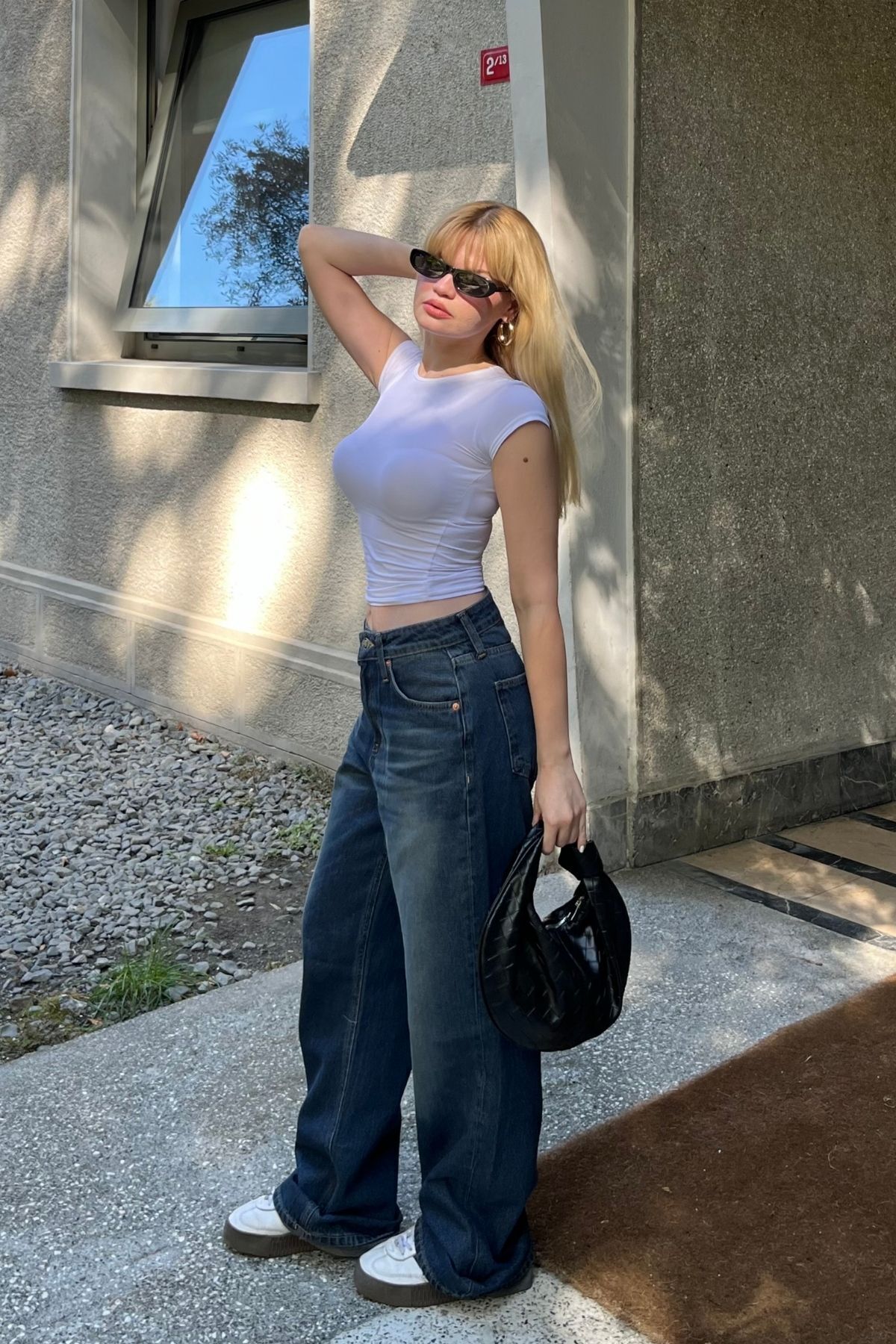 bases.  Kadın Wide Leg Geniş Paça Jean Pantolon - Görsel 2