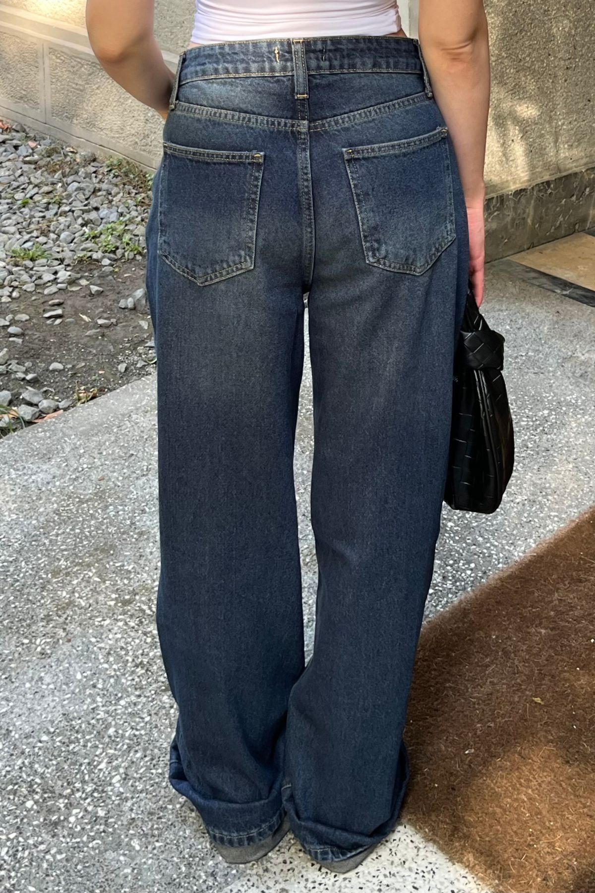 bases.  Kadın Wide Leg Geniş Paça Jean Pantolon - Görsel 8