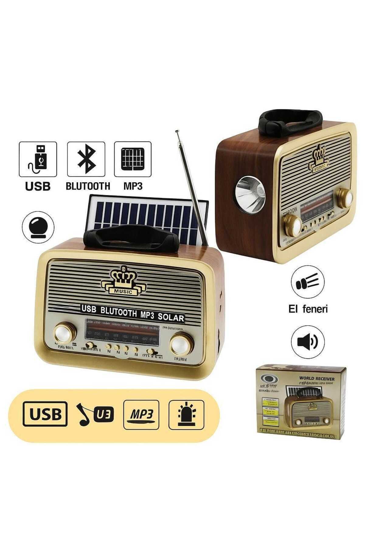 gold honey 301 radyo Usb/bt/fm Solar Paneli Nostaljık Radyo- Uyumlu