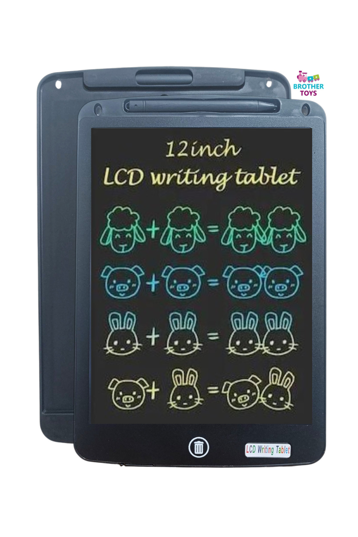 Brother Toys 12 İnch Renkli Yazan LCD Dijital Çocuk Tablet Yazı Tahtası Silinebilir Grafik Çizim Tableti Siyah