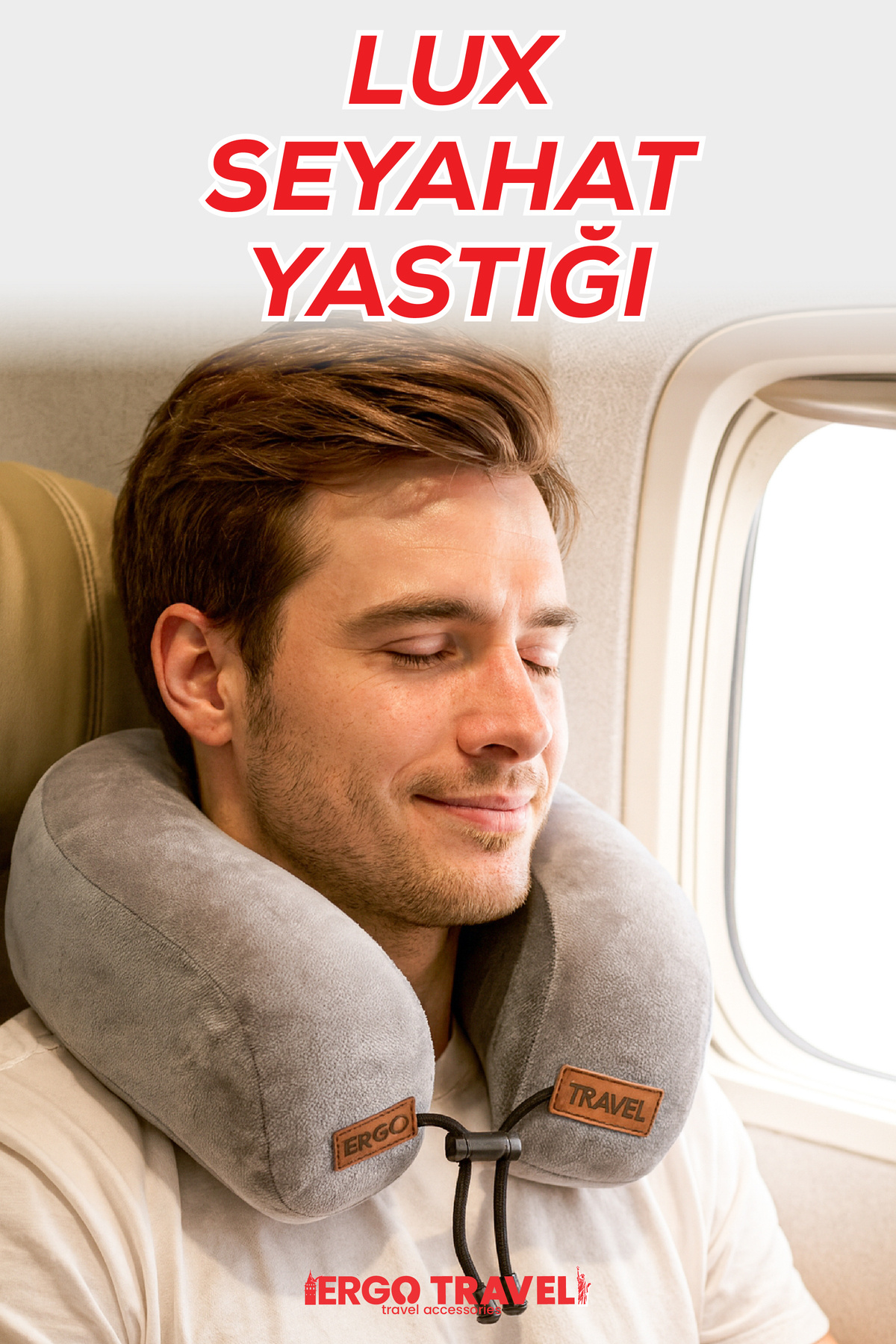 Viscofoam Lux Ortopedik Seyahat Yastığı Visco Boyun Destekli Seyahat Yastığı - Gri| Ergo Travel