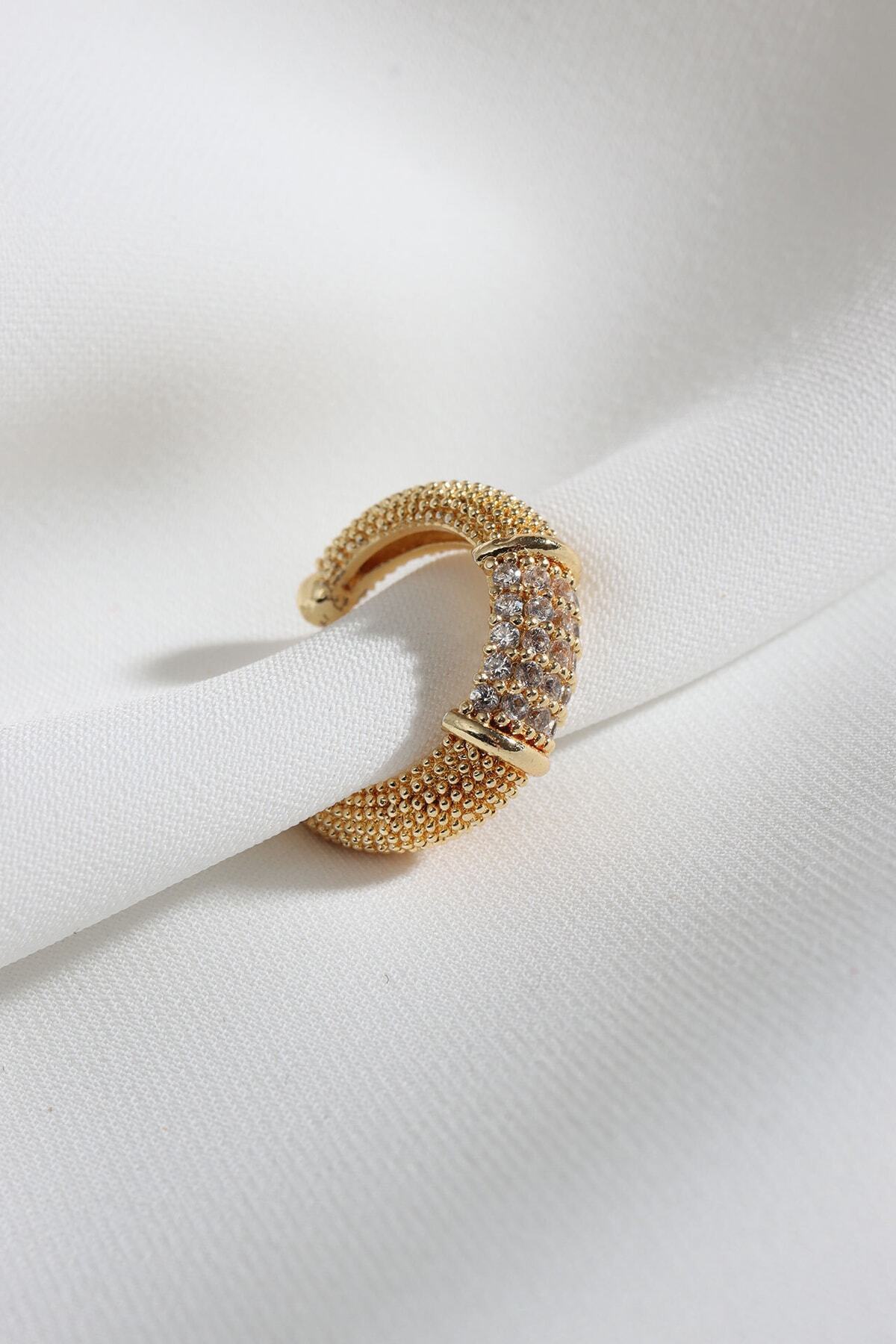 Gold Single Compression Cartilage Earrings with Zırcon Stone