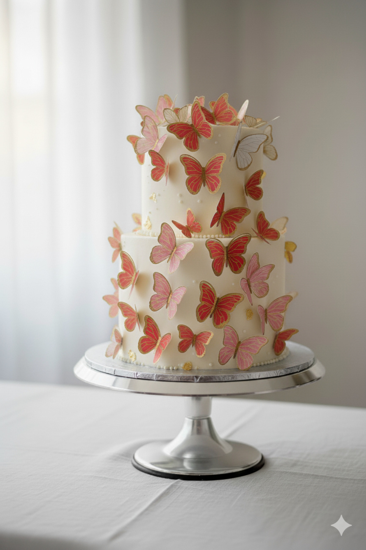 Deniz Party Store Gold  Varaklı Kırmızı 3 D 21 Li Kelebek Sticker Balon Pasta Süsü