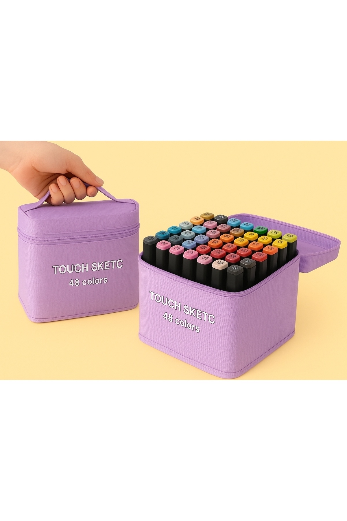 TOUCH SKETC 48 li çift taraflı marker kalem seti pembe çanta