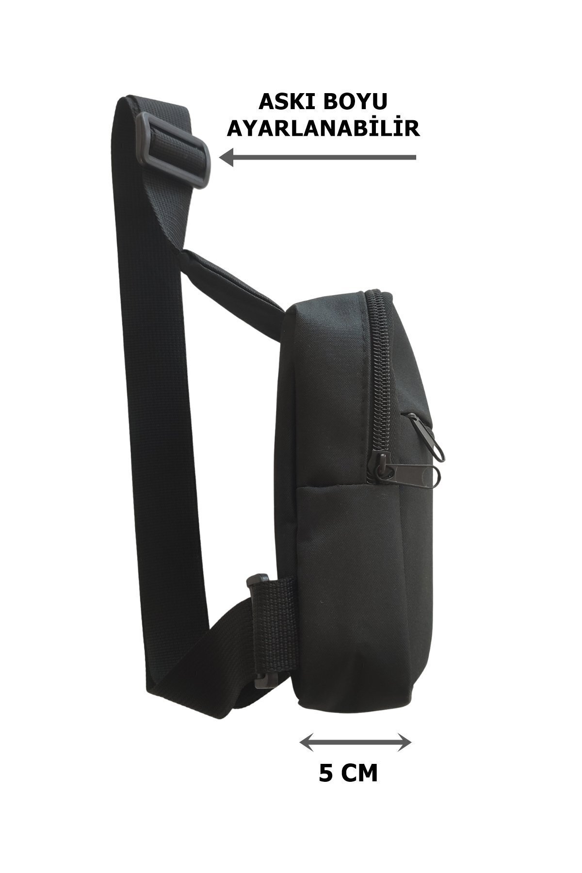 Outlet Çarşım Düz Siyah Iki Bölmeli Çapraz Omuz Erkek Çanta Göğüs Çantası Bodybag görsel 2