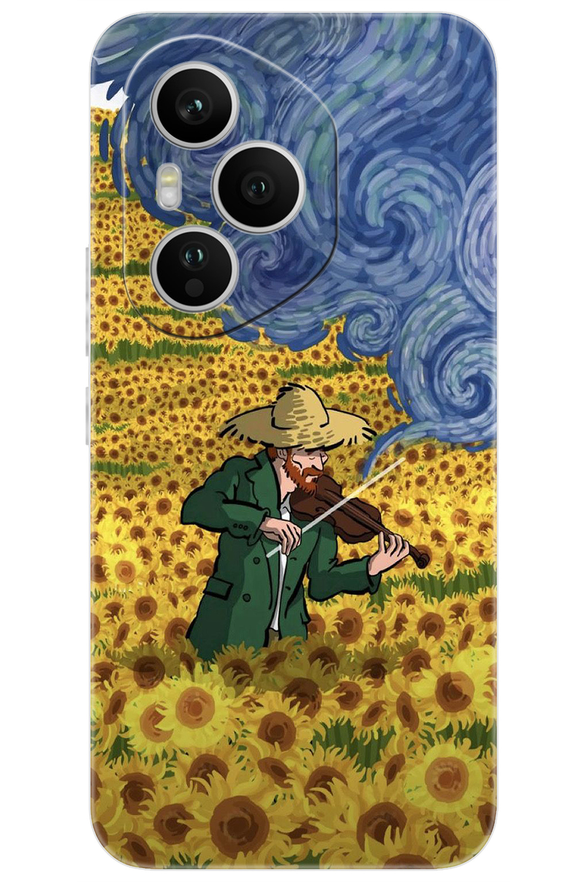 Honor 400 PRO (DNP-NX9) Compatible Sheath Pattern Silicone Sunflower Sunflower Field NGO:756 CP-0fF4Elu