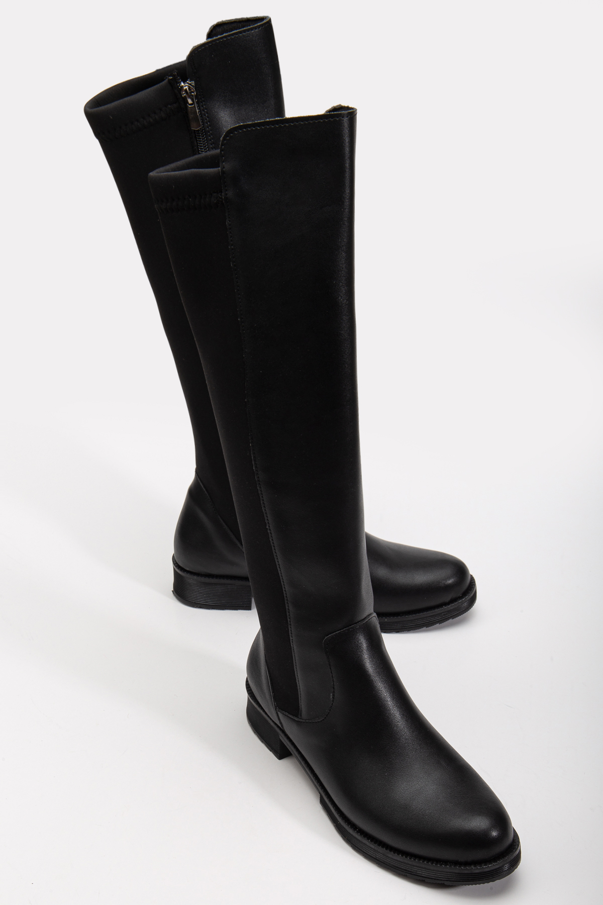 Women's Sabina Black Skin Back Diving Fabric Boots Heel 3cm