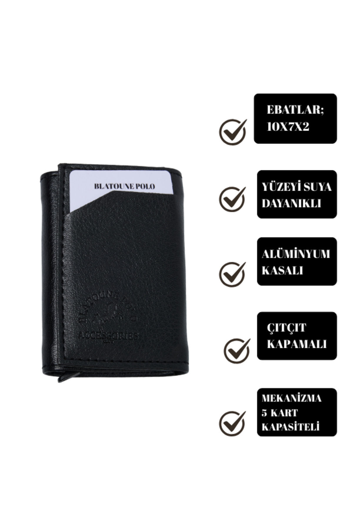 Blatoune Polo Rfıd Korumalı Deri Erkek Otomatik Mekanizmalı Hırsızlık Korumalı Para Bölmeli Kartlık Cüzdan görsel 4