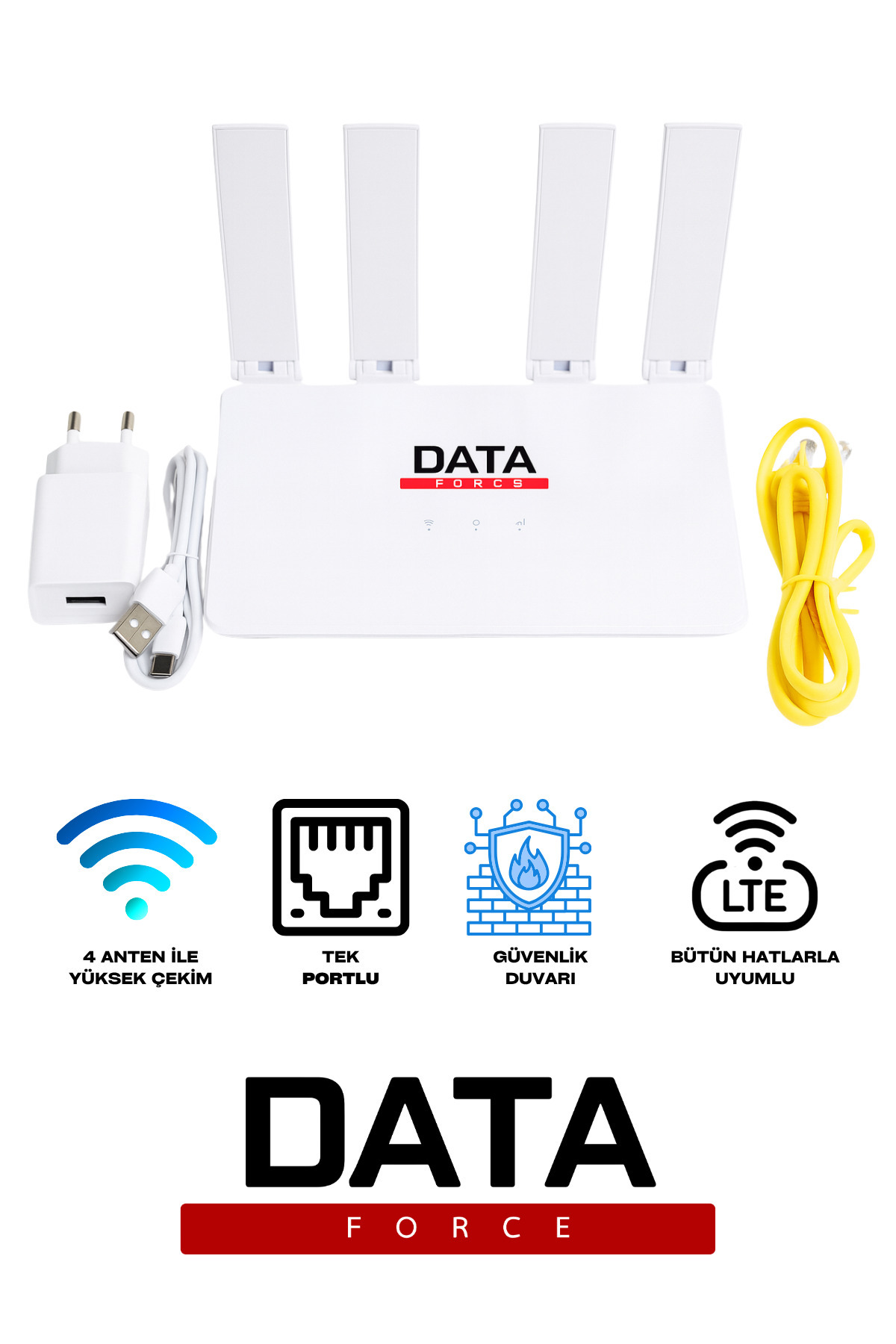 DataForce 4G im Kartlı 4 Anten 1 PORT Taşınabilir Router Wifi 6