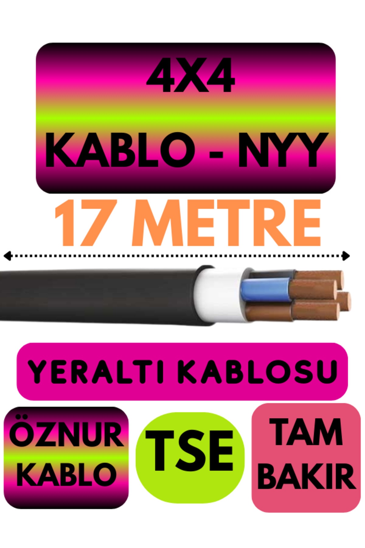Avarson Öznur 4X4 NYY (Yeraltı Kablosu) Metre Seçenekli 17 METRE