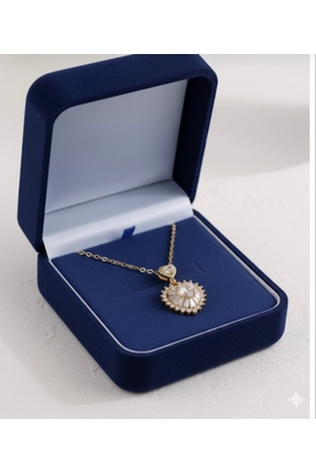 Manu Collection Kadın gold taşlı çelik kalp kolye