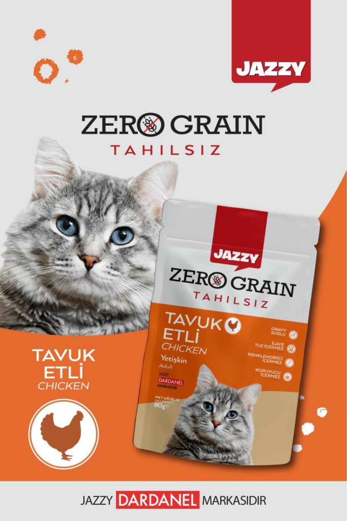 JAZZY Zero Grain Kedi Maması Tavuklu Poşet 80 gr
