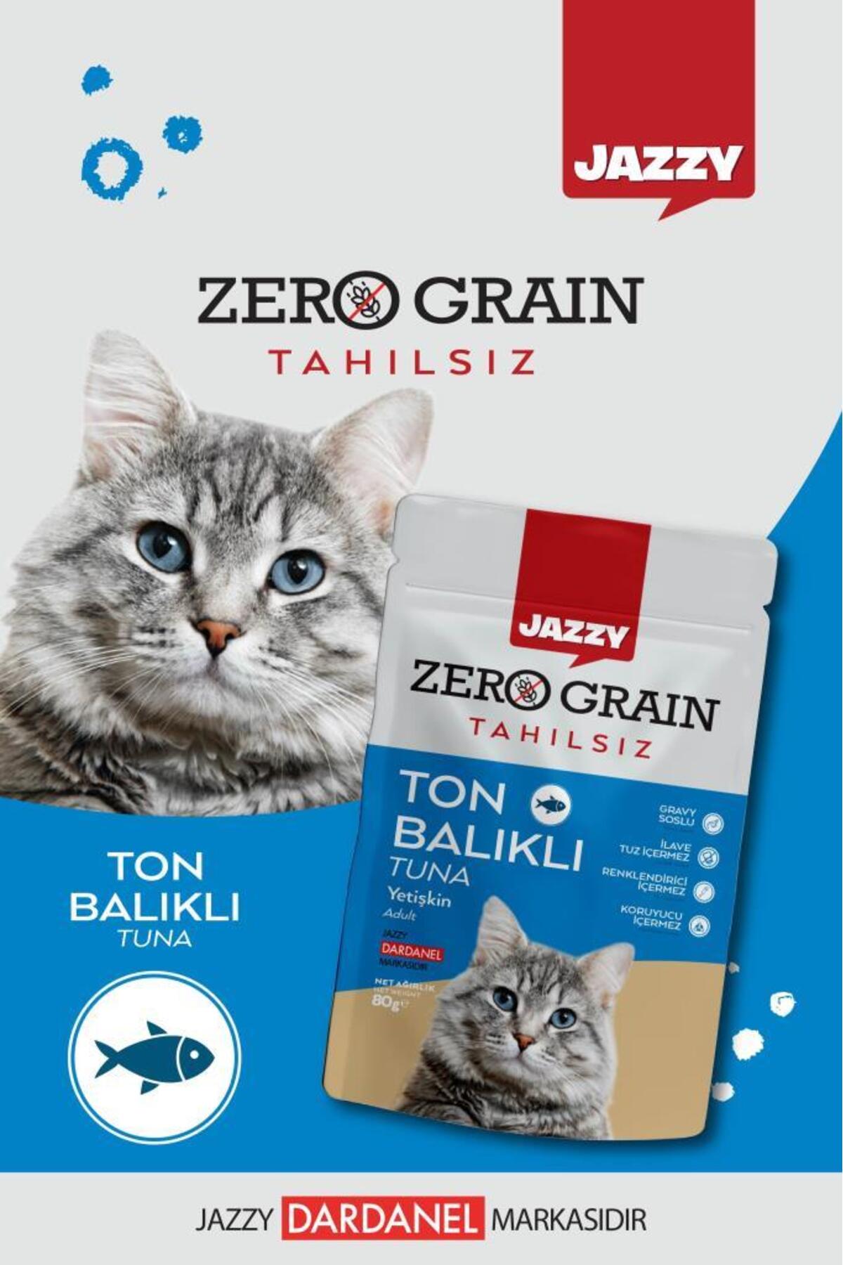 JAZZY Zero Grain Kedi Maması Ton Balıklı Poşet 80 gr