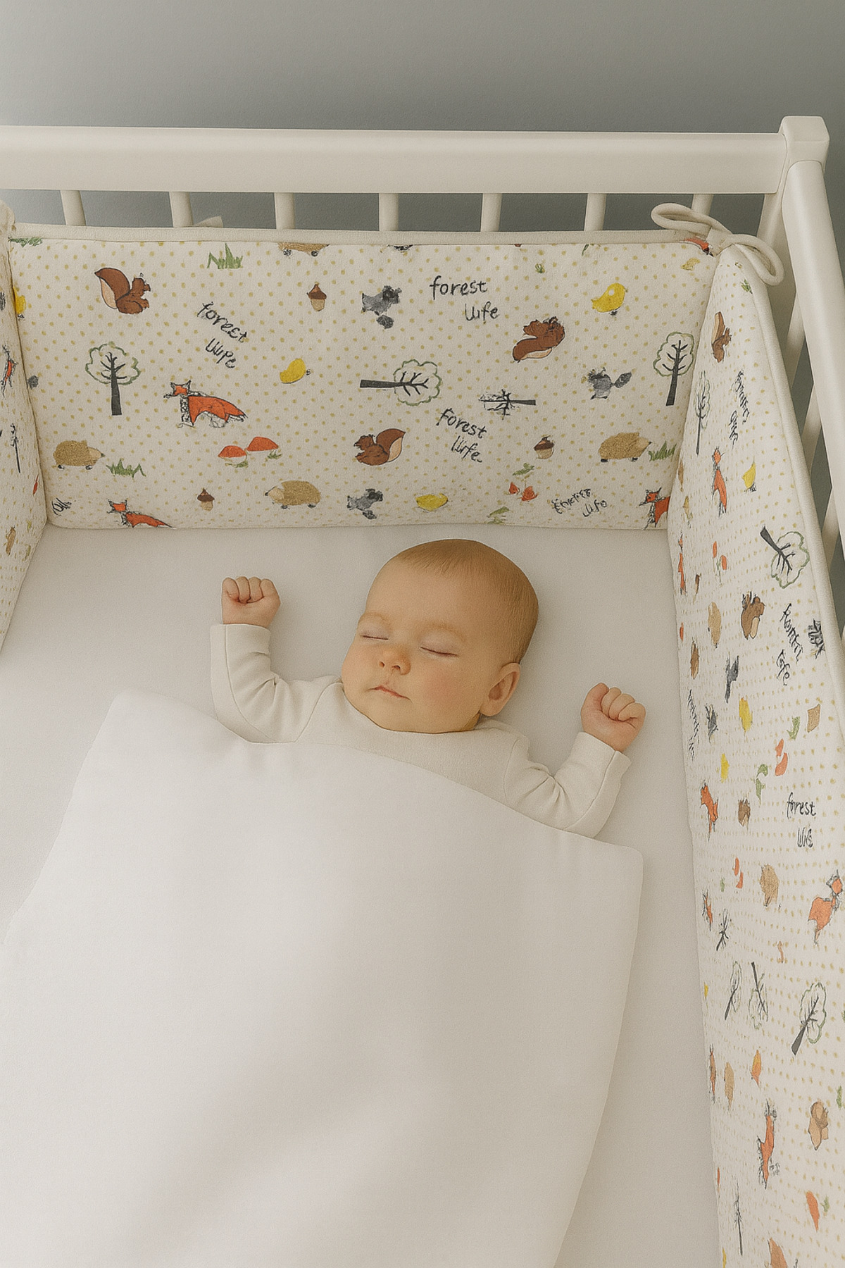 Jaju Baby Müslin Tilki 90x190 (4 Kenar) Beşik Kenar Koruma 90*190 cm Özel Pamuklu Kumaş