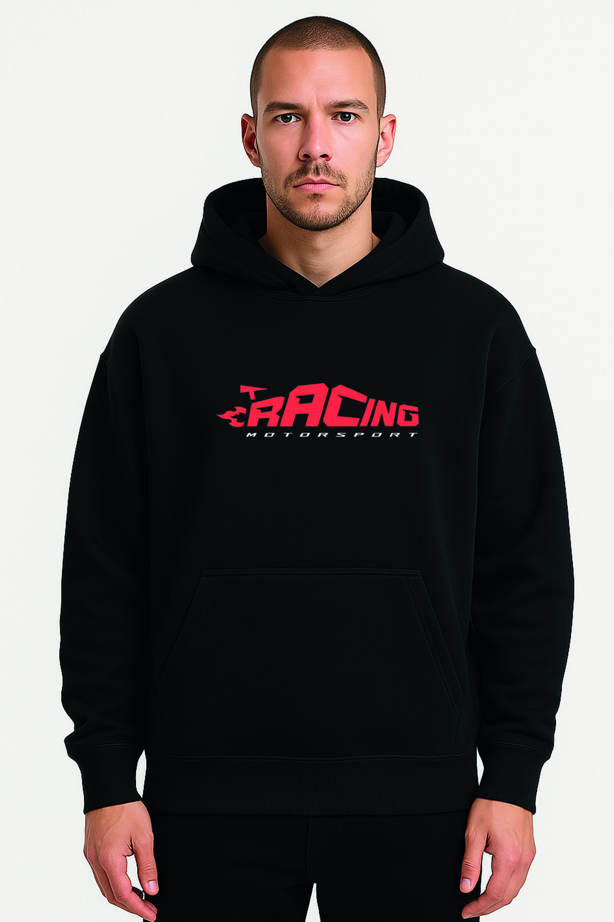 Racıng Motorsport Licensed Car Design Printed Black Oversize Hoodie Hoodie