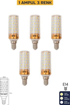 Heka Mısır Şeffaf 10W Üç Renkli E14 LED Ampul ERD-306