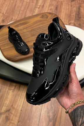 Luiz Paulo 1046 Siyah Rugan Hakiki Deri Erkek Sneakers