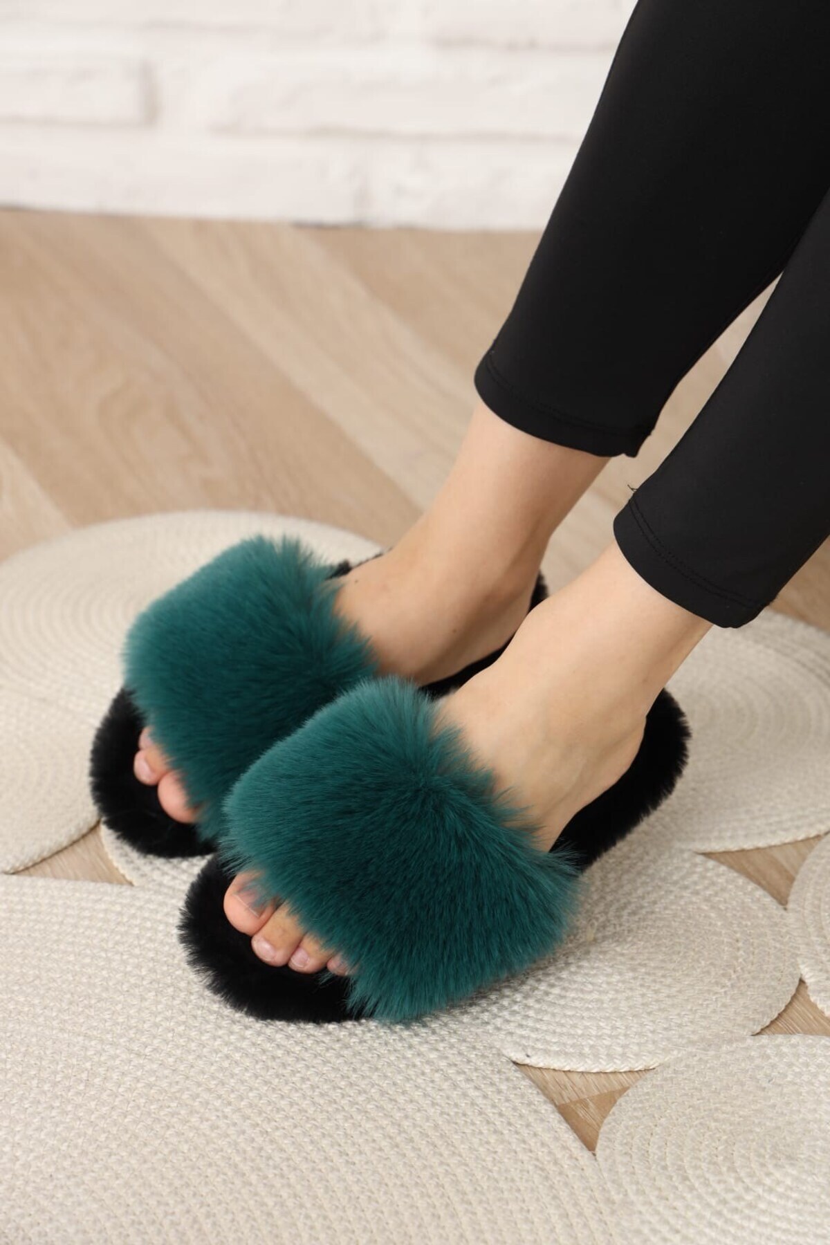  دمپایی جلو باز پشمالو خانگی، زیره اوا، هدیه، بنزینی