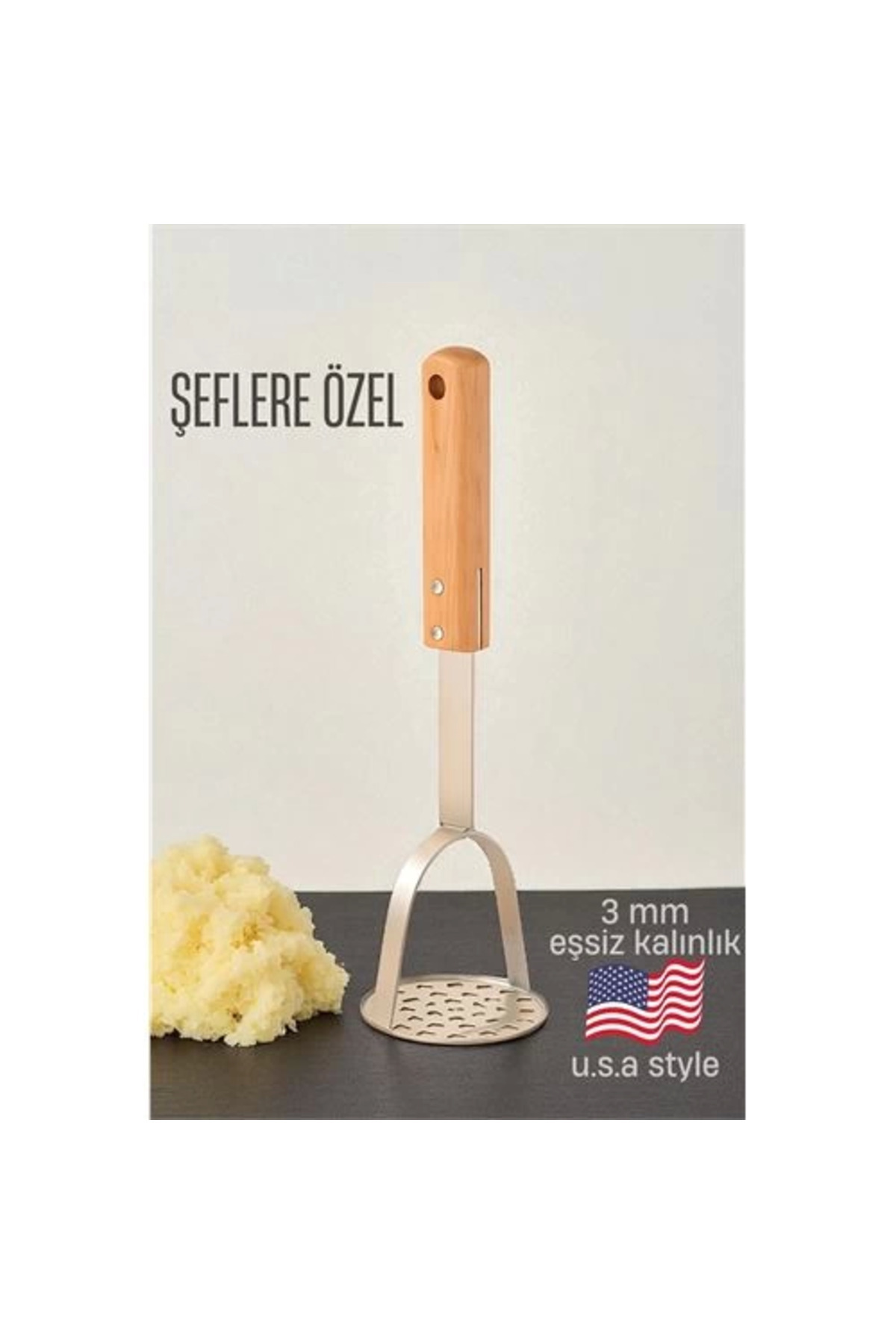 Bucuks BFS Patates Ezici 3 mm Kalınlık 304 Paslanmaz Çelik Havuç Muz Avokado Ezici