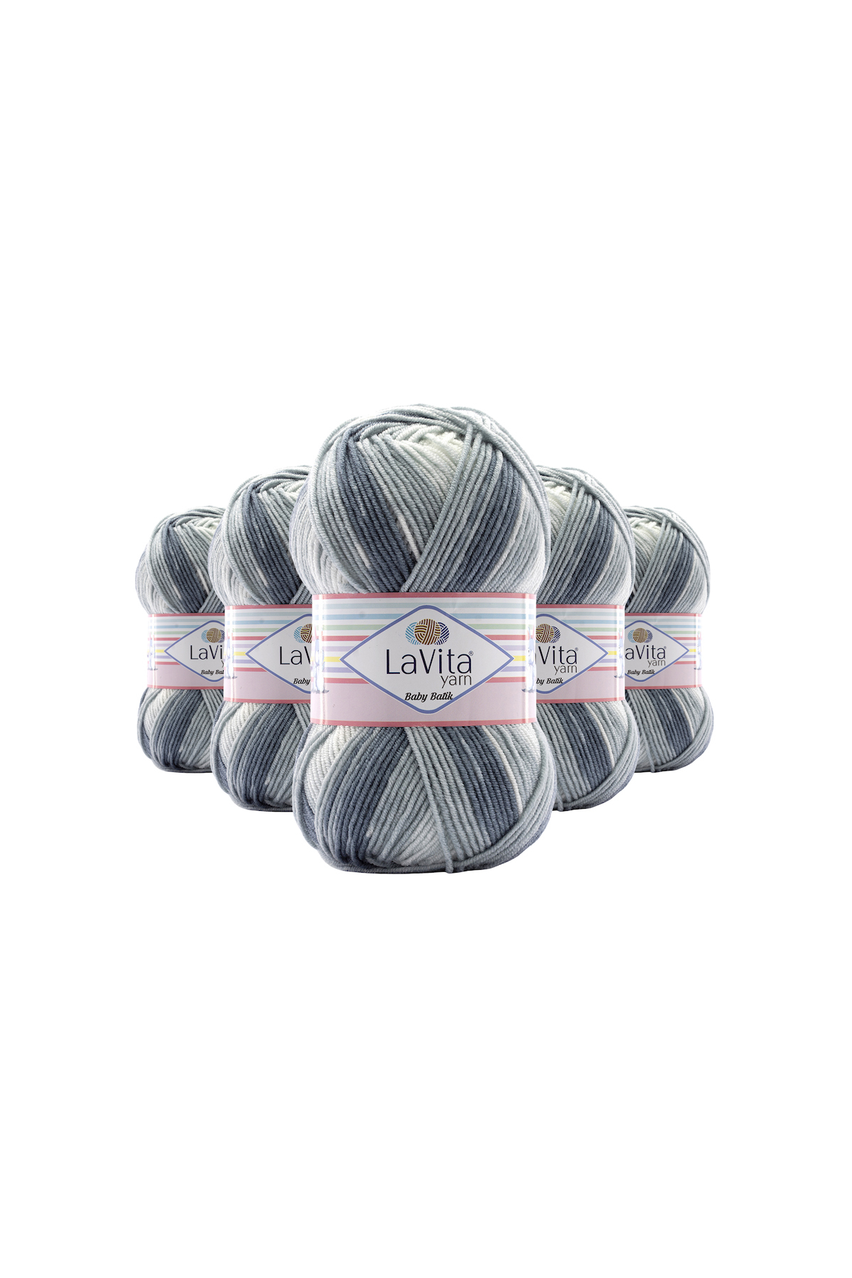 Baby Batik Multicolor Hand Knitting Yarn 100% Acrylic 500gr 5 PIECES (BY05 MEDIUM GRAY)