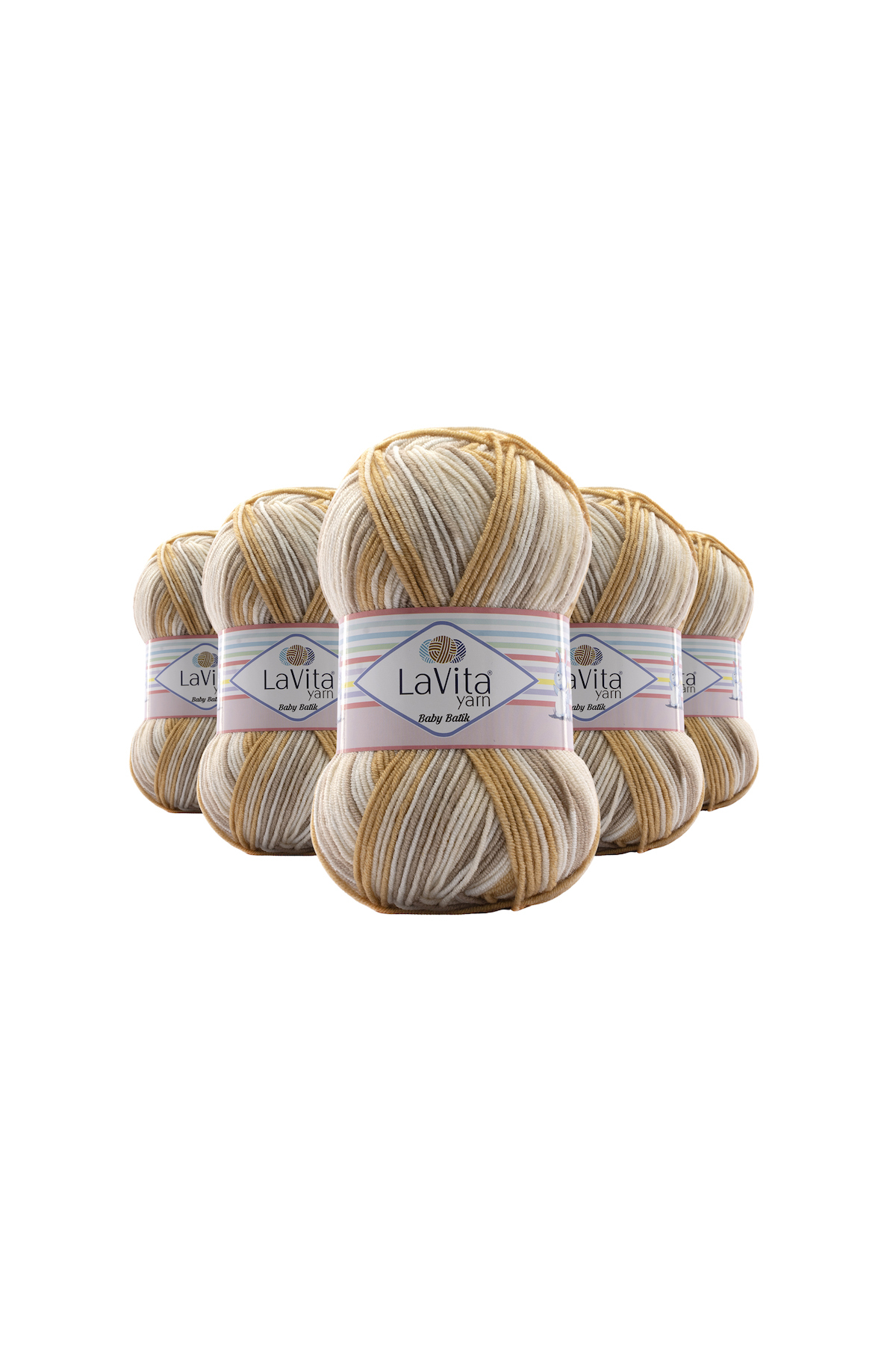 Baby Batik Multicolor Hand Knitting Yarn 100% Acrylic 500gr 5 PIECES (BY01 COFFEE CREAM)