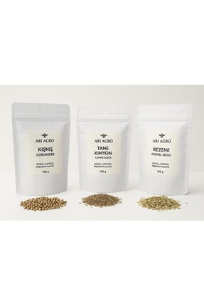 ARI AGRO Kimyon Kişniş Rezene Seti 3’lü –Ayurvedik Detoks Kikire Çayı Baharat...