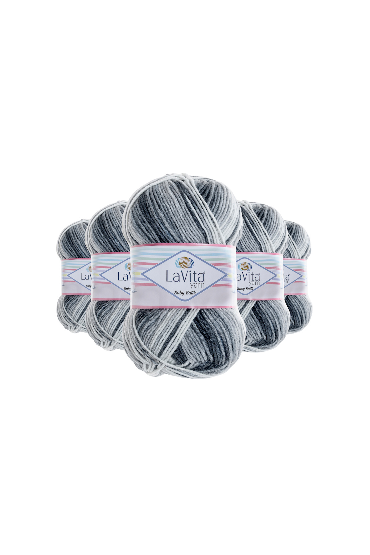 Baby Batik Multicolor Hand Knitting Yarn 100% Acrylic 500gr 5 PIECES (BY13 GRAY BLACK)