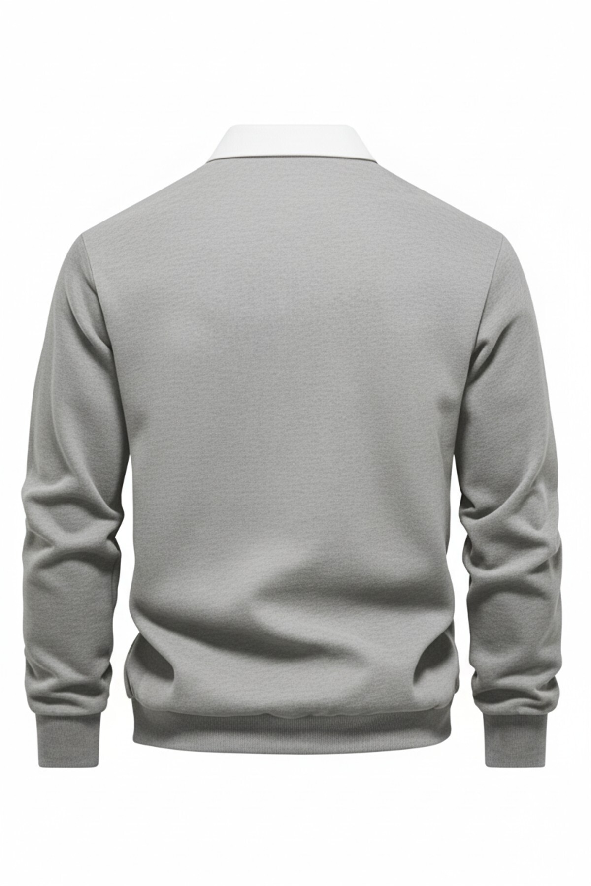 GHASSY CO Erkek Retro Renk Bloklu Pamuklu Gömlek Yaka Sweatshirt görsel 2