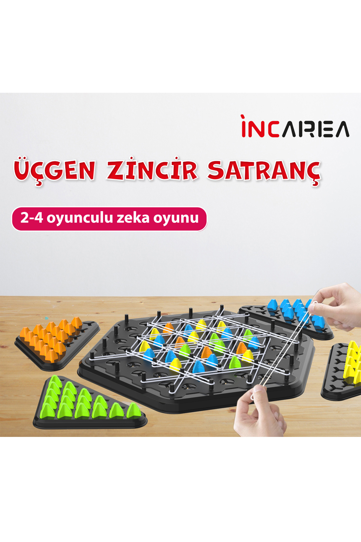 İNCAREA Üçgen Zincir Satranç - Triangle Chain Chess - Ebeveyn Çocuk etkileşimi Eğitici Zeka Kutu Oyunu fotoğrafı 3 (önizleme)