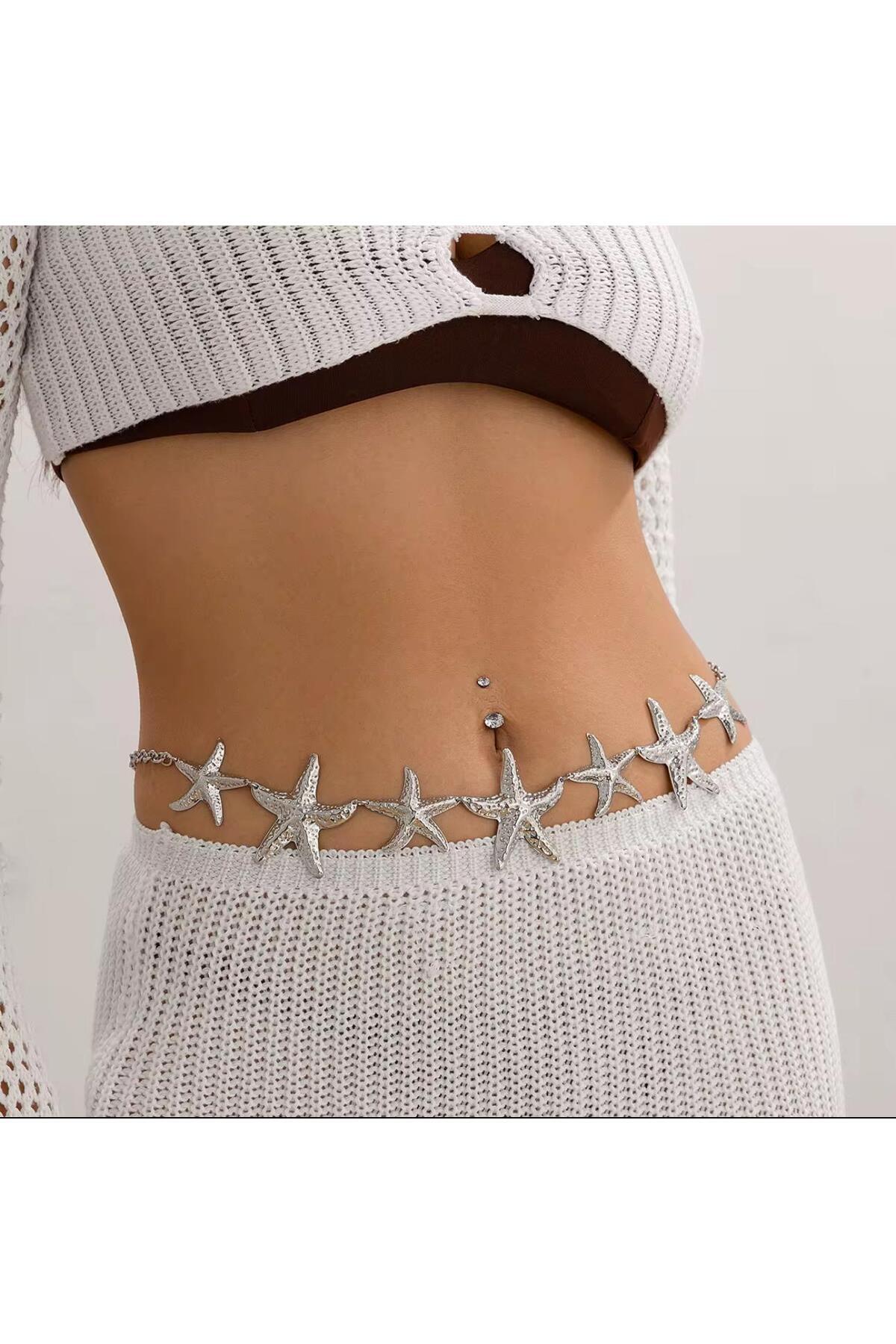 Star Buckle Chain Belt Women Belt Dress Belt Waist Belt Body Belt